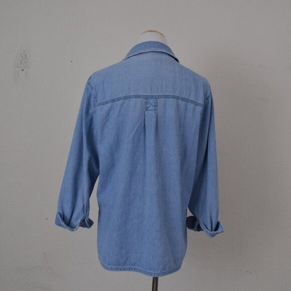 Worrnn Vintage 90s Blue Denim Shirt Shacket | size L - Picture 3 of 10